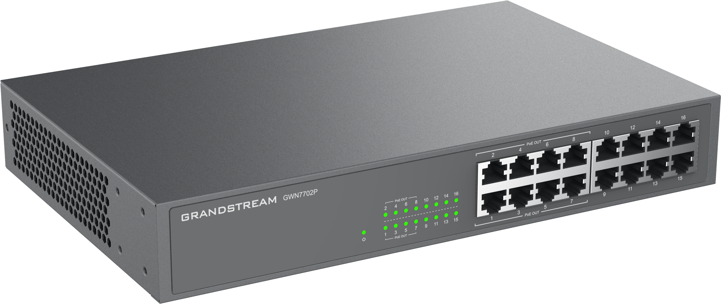 GWN7702P, Switch PoE No Administrable, 16 x GigaEth, 8 Puertos con PoE 802.3 af/at, 138w
