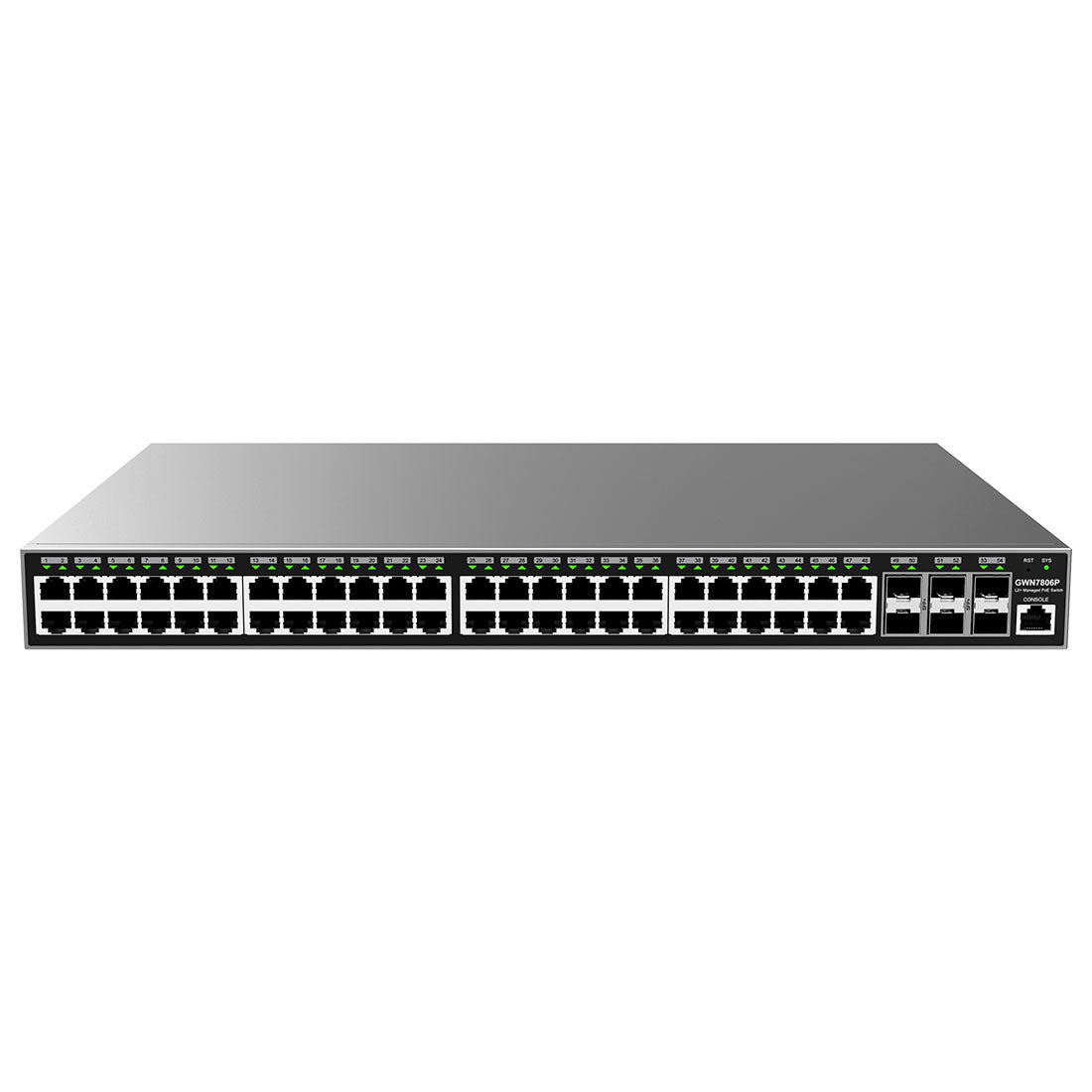 GWN7806P: Switch PoE Administrable Capa 2+ con 48 x GigaEth PoE/PoE+ y 6 x Giga SFP+, 470W