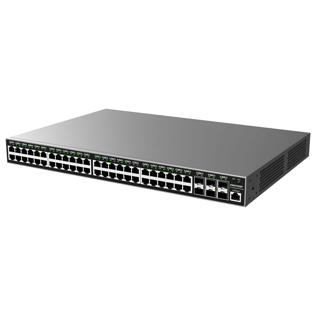 GWN7806P: Switch PoE Administrable Capa 2+ con 48 x GigaEth PoE/PoE+ y 6 x Giga SFP+, 470W