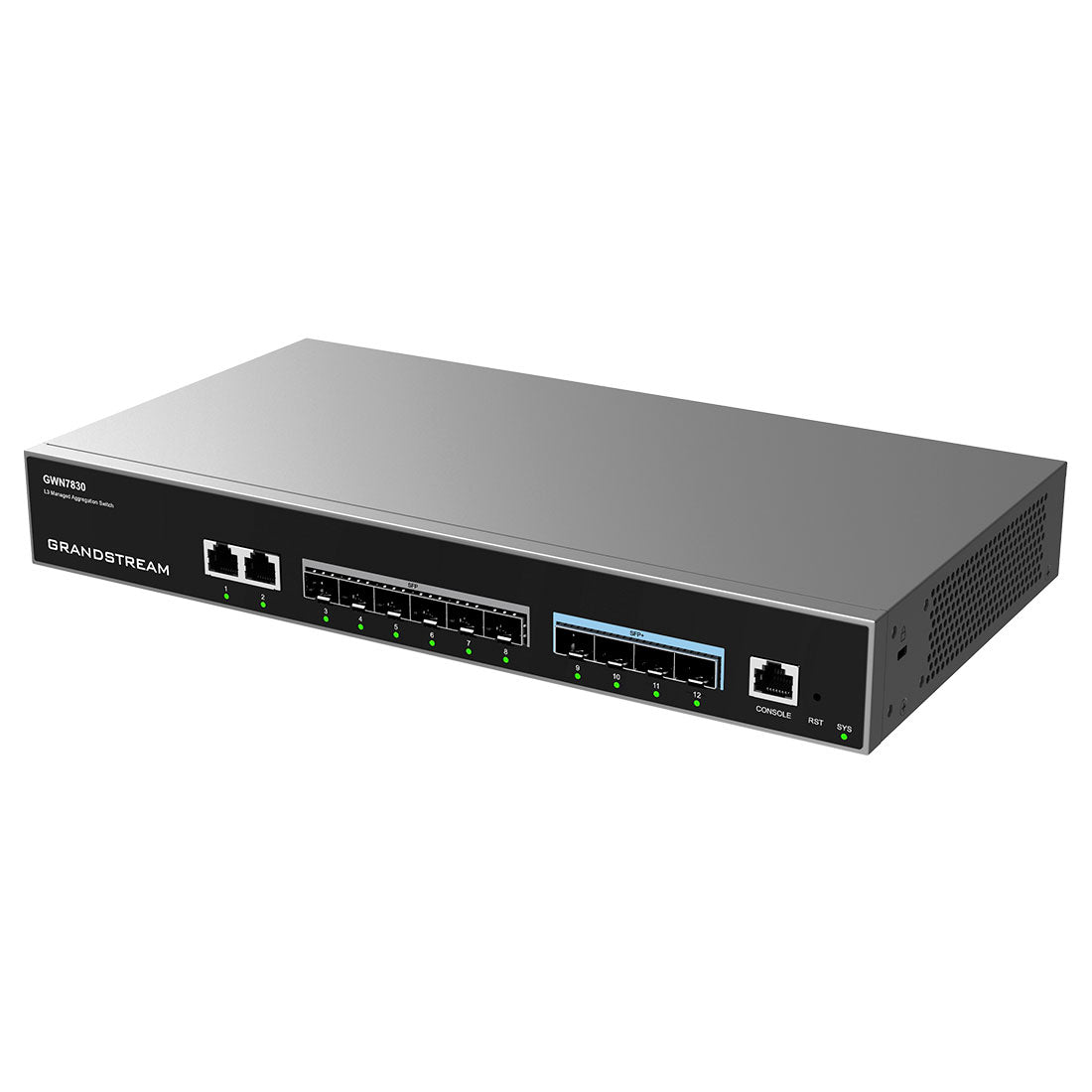 GWN7830 - Switch de Agregación para Empresas Administrable capa 3, 2 x GigaEth, 6 x Giga SFP, 4 x 10 Giga SFP+