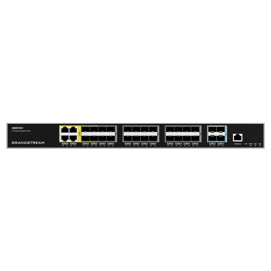 GWN7831 - Conectividad Empresarial de Alto Rendimiento capa 3, 4 x Combo, 24 x Giga SFP, 4 x 10 Giga SFP+