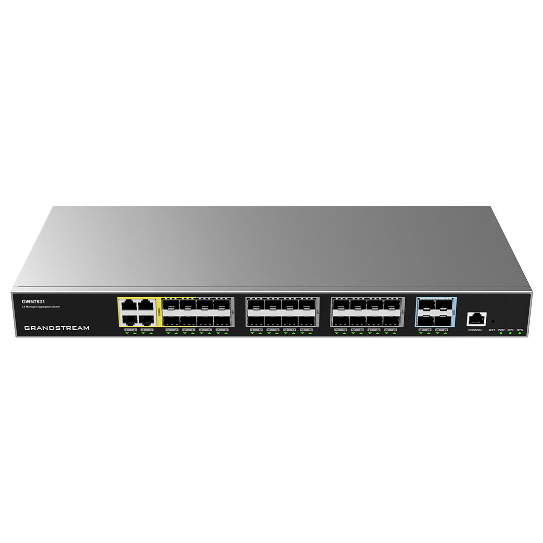 GWN7831 - Conectividad Empresarial de Alto Rendimiento capa 3, 4 x Combo, 24 x Giga SFP, 4 x 10 Giga SFP+