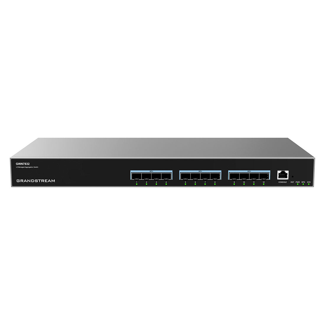 GWN7832, Switch de Agregación de Alto Rendimiento Administrable capa 3, 12 x 10 Giga SFP+