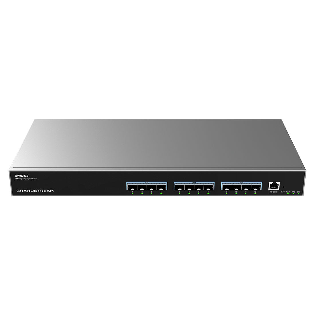 GWN7832, Switch de Agregación de Alto Rendimiento Administrable capa 3, 12 x 10 Giga SFP+