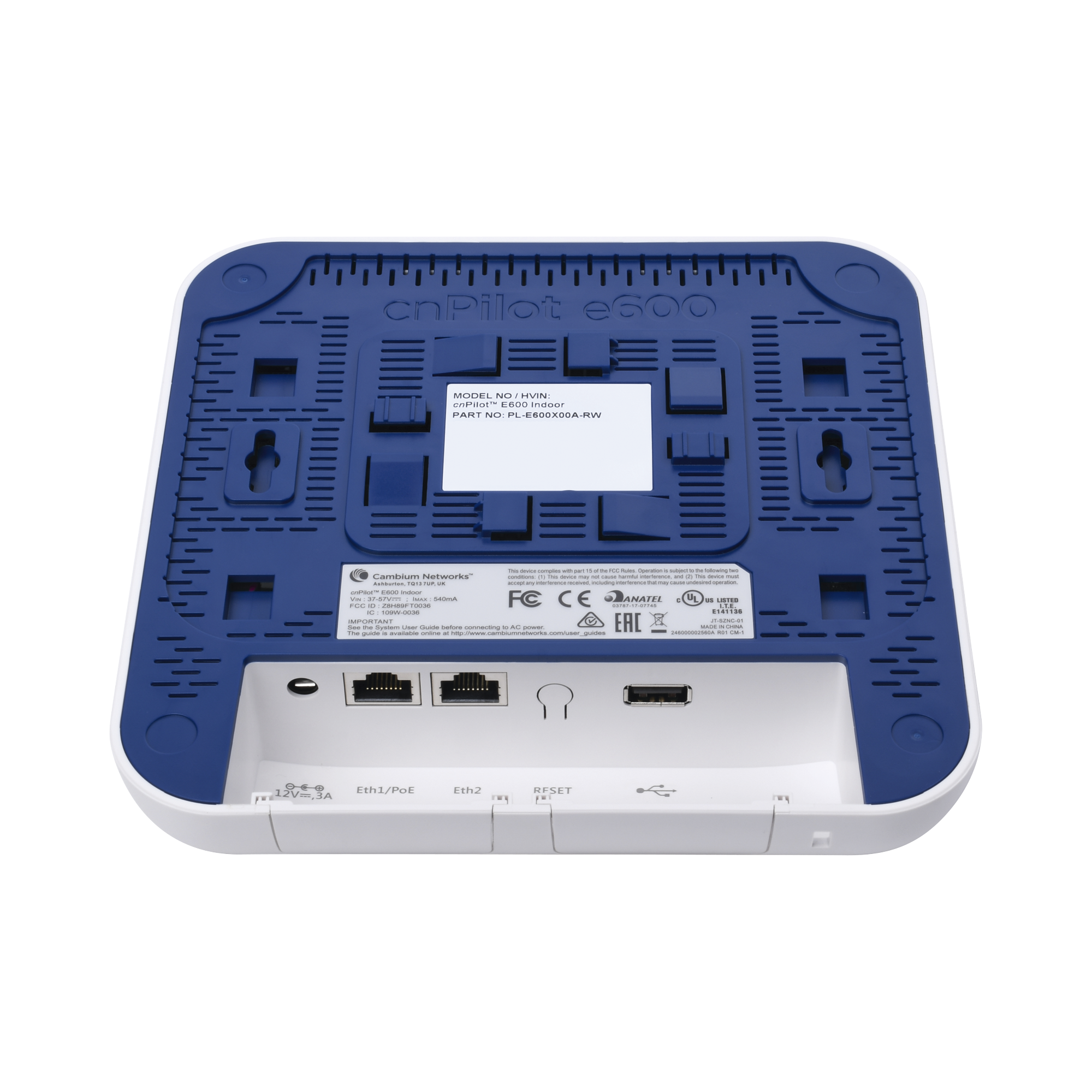 Access Point WiFi cnPilot e600 Indoor para alta cobertura y densidad de usuarios, Doble Banda, Wave 2, MU-MIMO 4X4, antena Beamforming Omnidireccional, hasta 512 clientes
