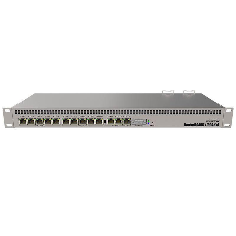 Mikrotik, RB1100AHx4, RB 4 nucleos 1.4Ghz 13 Eth Gb 1GB RAM p/rack