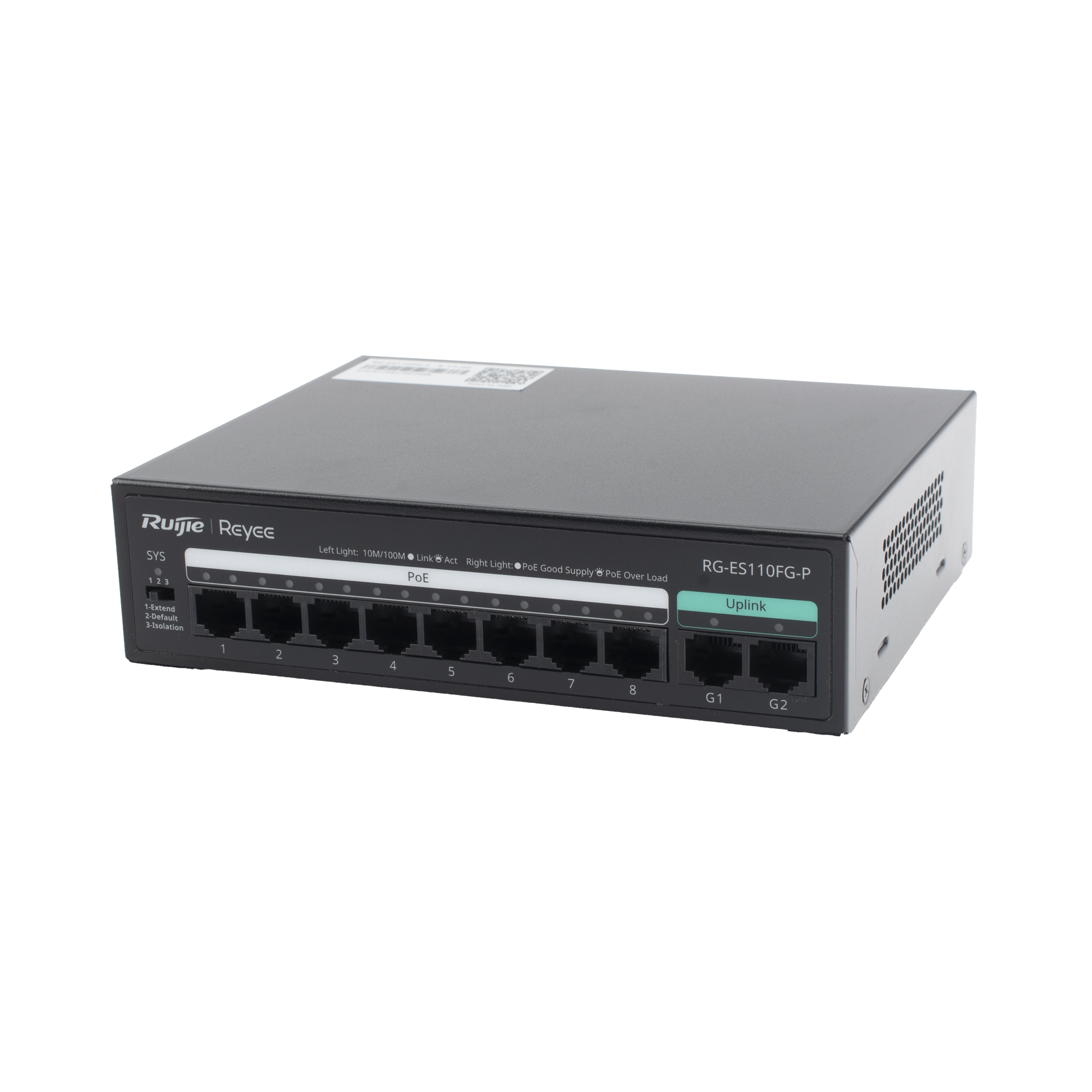 Switch PoE+ no Administrable, hasta 110 Watts, 8 puertos PoE+ 10/100 y 2 Uplinks Gigabit 1G