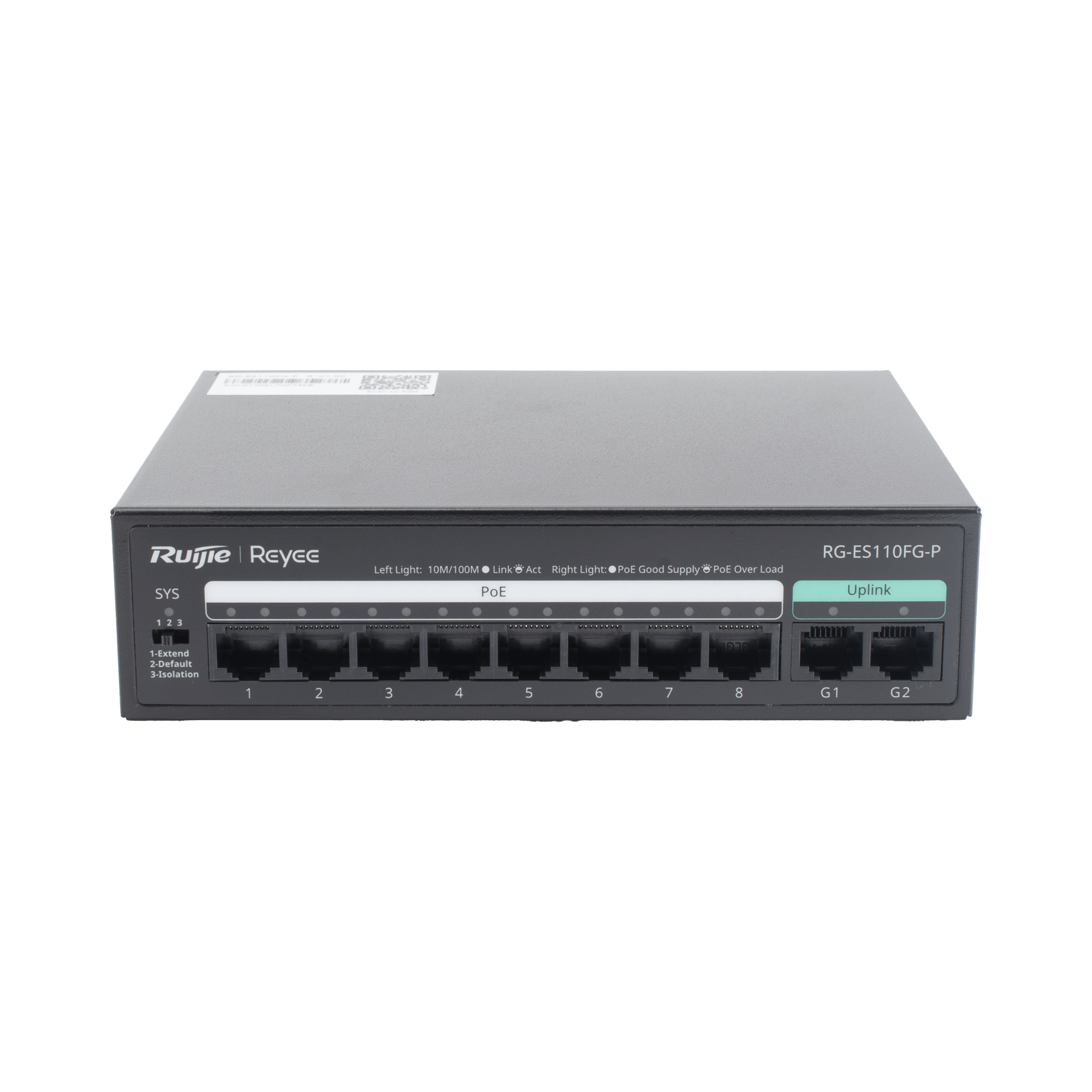 Switch PoE+ no Administrable, hasta 110 Watts, 8 puertos PoE+ 10/100 y 2 Uplinks Gigabit 1G