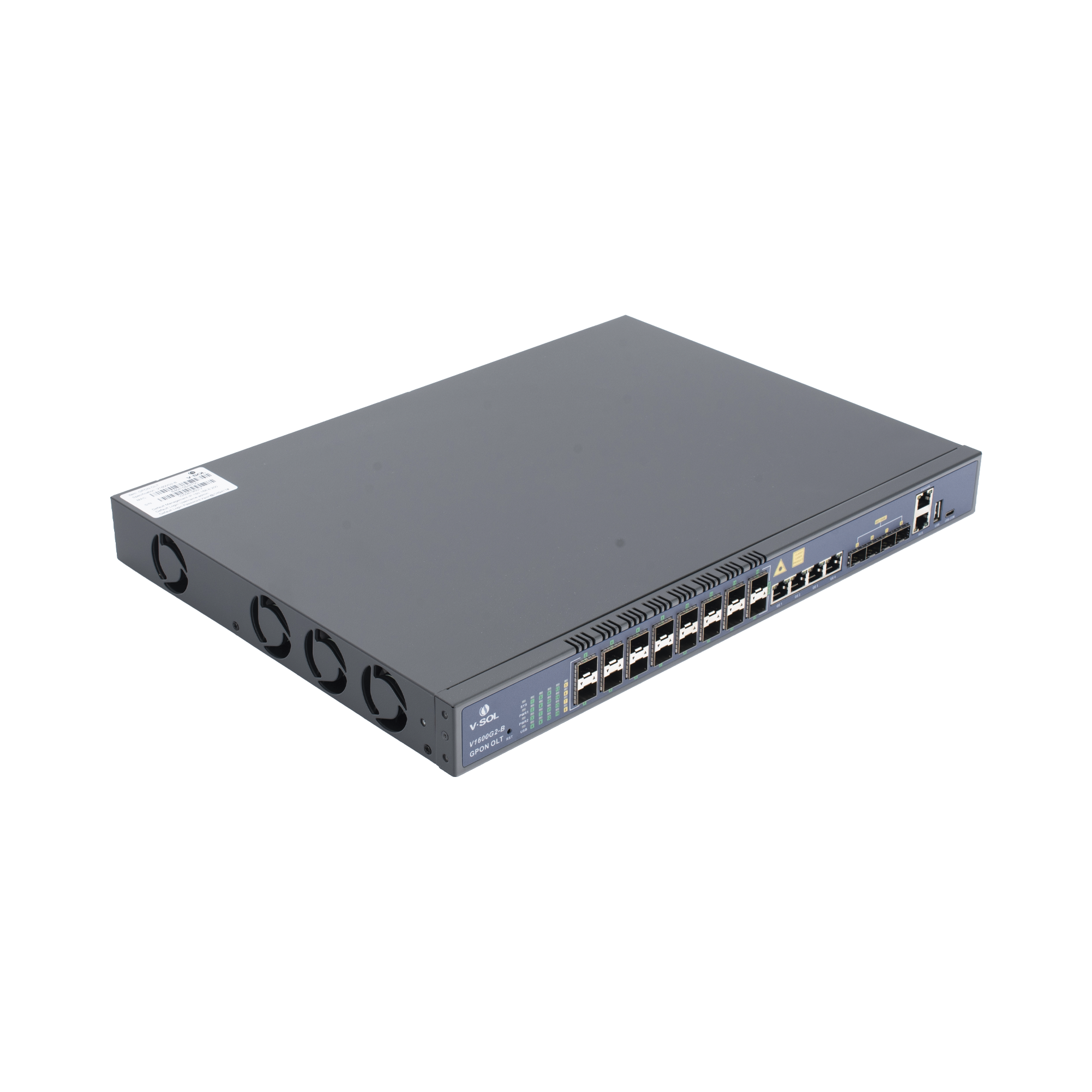 OLT de 16 puertos GPON con 8 puertos Uplink (4 puertos Gigabit Ethernet + 4 puertos SFP / puertos SFP+) hasta 2,048 ONUs