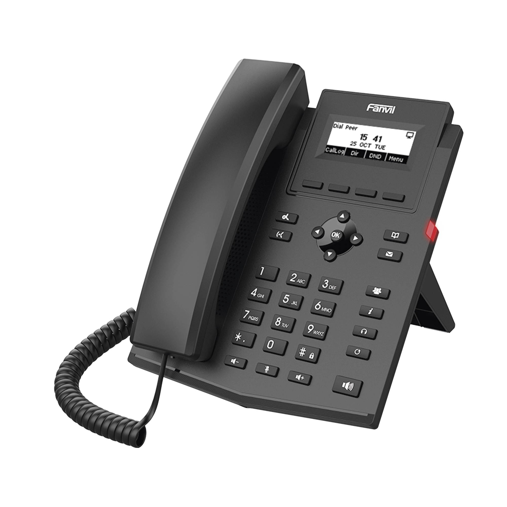 Teléfono IP / 2 Líneas SIP / Pantalla LCD 2.3" 132x64 / Audio HD G.722 y Opus / Conferencia 6 Vías / PoE 802.3af / Puertos Ethernet Duales 10/100 / Soporte EHS