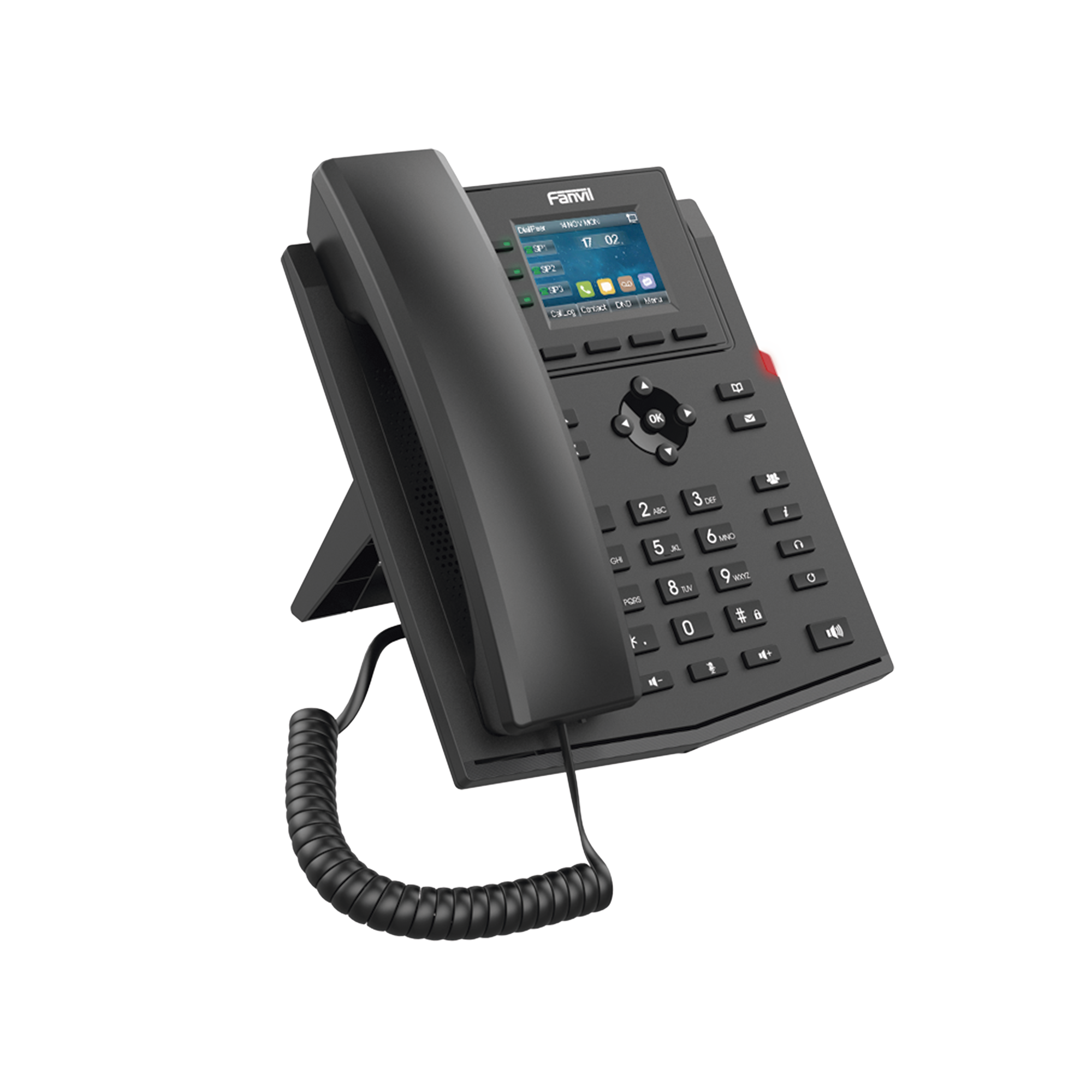 Teléfono IP empresarial para 4 líneas SIP con pantalla LCD de 2.4 pulgadas a color, Opus y conferencia de 3 vías, PoE.