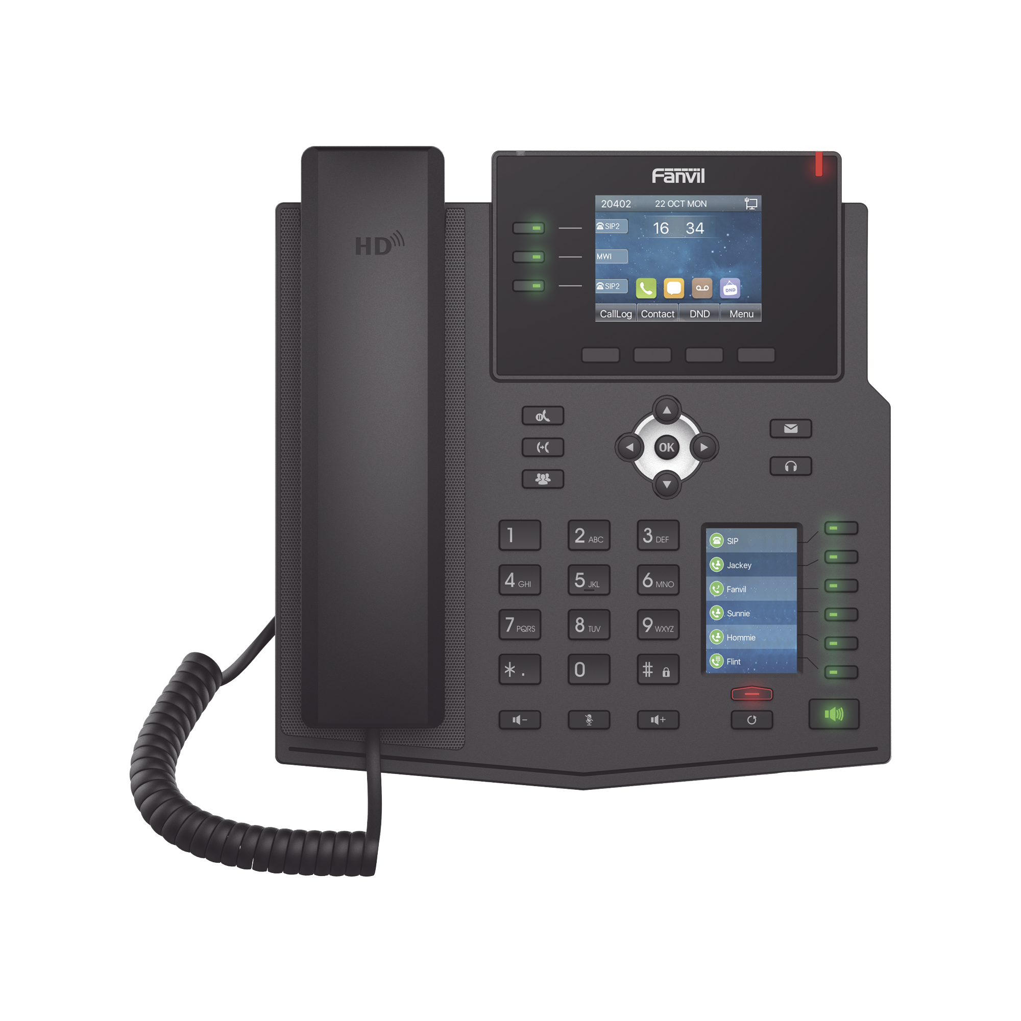Teléfono IP Empresarial con Estándares Europeos, 12 lineas SIP con pantalla a color, 30 teclas DSS/BLF, puertos Gigabit, IPv6, Opus , PoE/DC