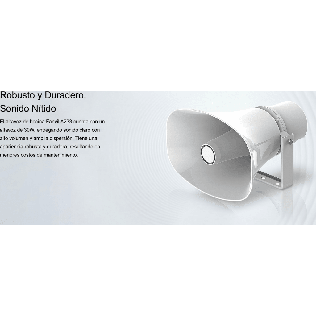 Altavoz SIP IP para Voceo y Paging / 2 Líneas SIP / Potencia 30W / IP66 Exterior / Alimentación PoE / Compatible con Conmutadores SIP / Montaje en Pared