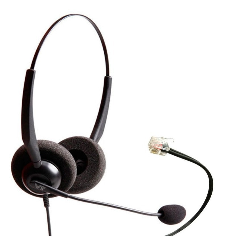 Paquete 10 piezas VT1000-OmniRJ9-D-03, Diadema Binaural, Conector RJ9, Compatibles con Grandstream, Yealink y snom