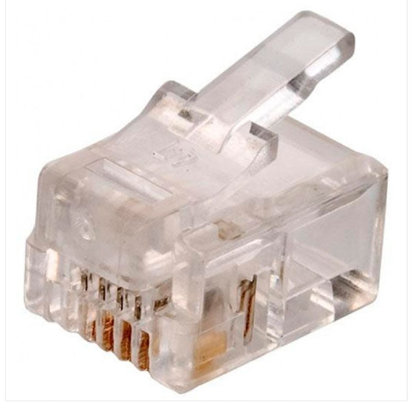 300-064, Plug RJ11 de 4 contactos para cable telefónico plano