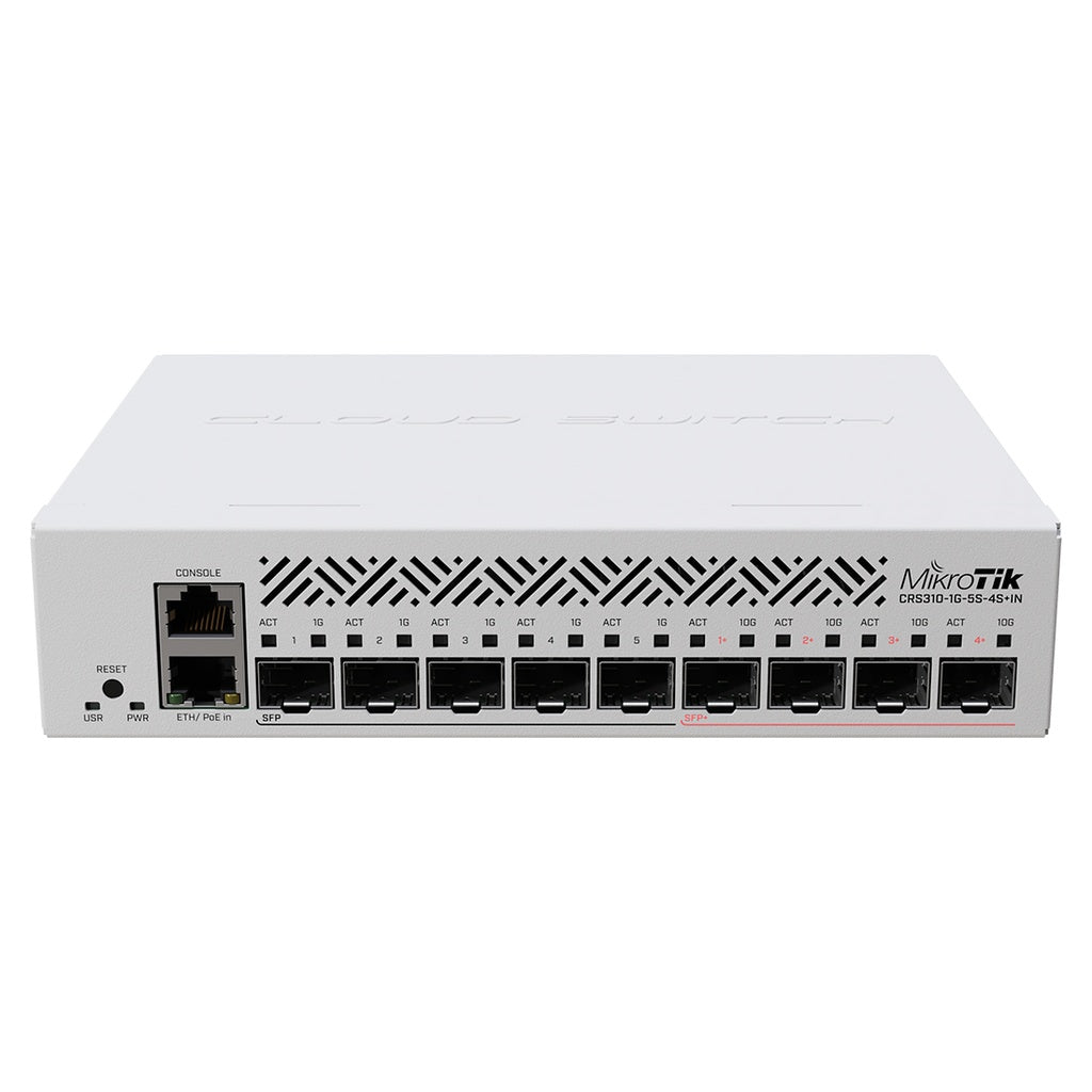 CRS310-1G-5S-4S+IN, Router Switch CPU 800Mhz, RAM 256MB, 1xGigaEth, 5xSFP 1Gbps, 4xSFP+ 10Gbps, RouterOS L5