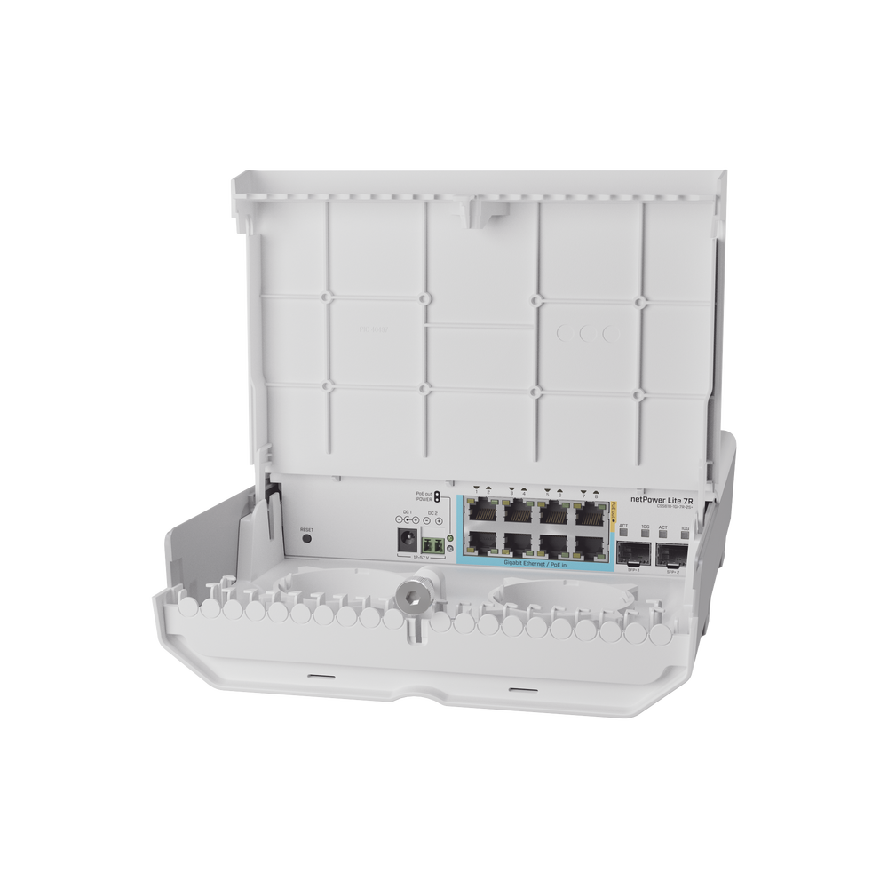 CSS610-1GI-7R-2S+OUT, NetPower Lite 7R Switch Smart 7 puertos PoE Inverso Gigabit, 2 SFP+ 10G, para exterior