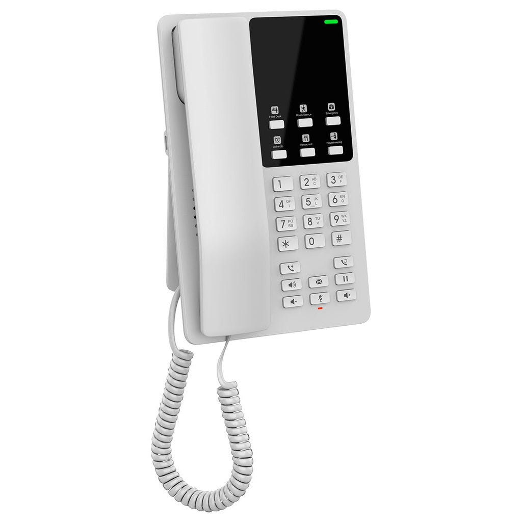 GHP620, Teléfono Hotelero IP Blanco, 2 cuentas SIP 2 líneas, GDMS, soporta PoE