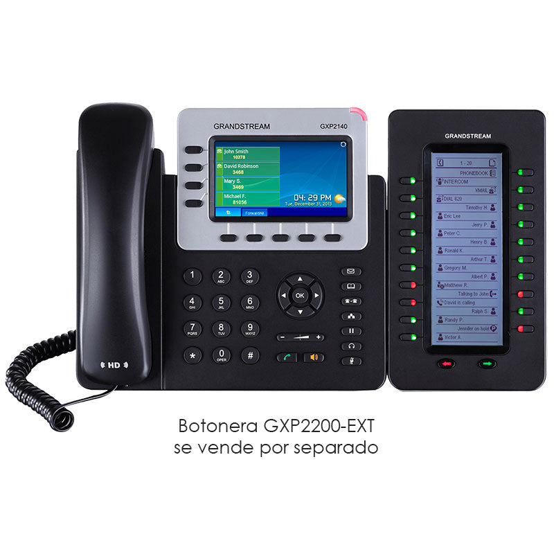 Grandstream GXP2140, Teléfono IP HD, 4 líneas, 4 SIP, LCD color, 2 GigaEth, PoE y BLUETOOTH