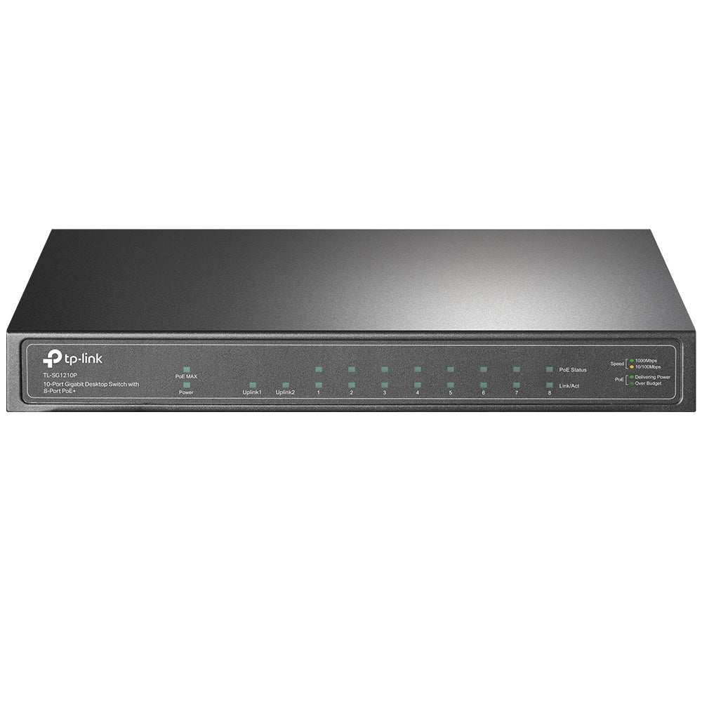 TL-SG1210P, Switch no administrable de 10 puertos Gigabit, con 8 puertos PoE+