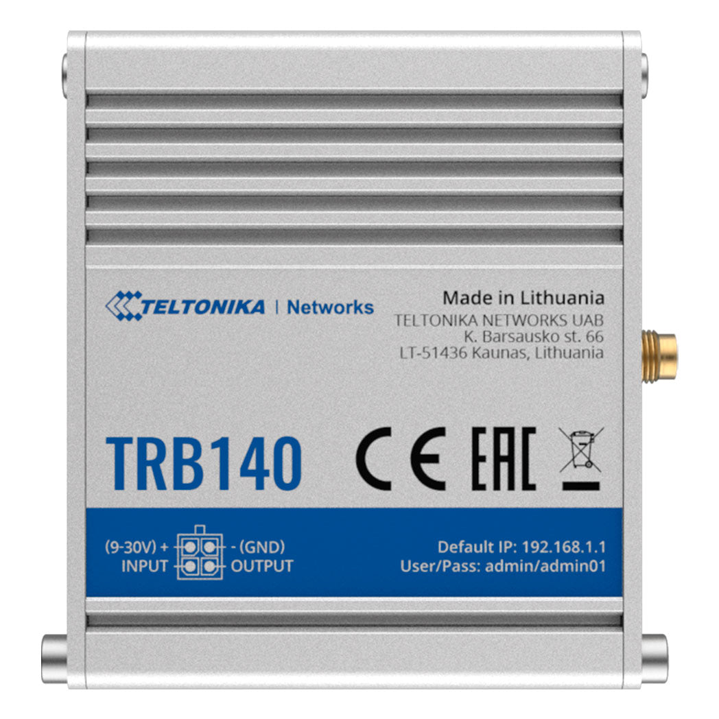 TRB140, Gateway 4G/LTE (Cat 4) 3G, 2G, 1xGigaEth, puertos I/O, USB, RMS
