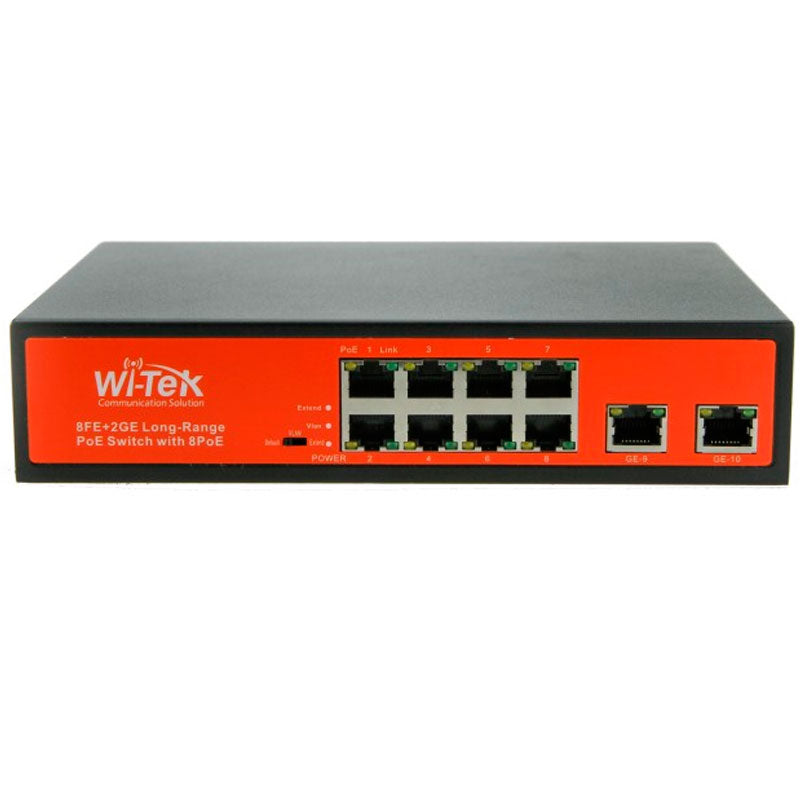 WI-PS210G, Switch PoE 250m, 8 FEth PoE, 2 GEth Uplink, 150w