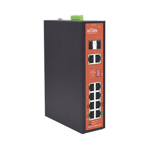 WI-PS310GF-I-V2, Switch Industrial PoE++ y pasivo de 24V, no administrable con 8 puertos Gigabit + 2 SFP combo